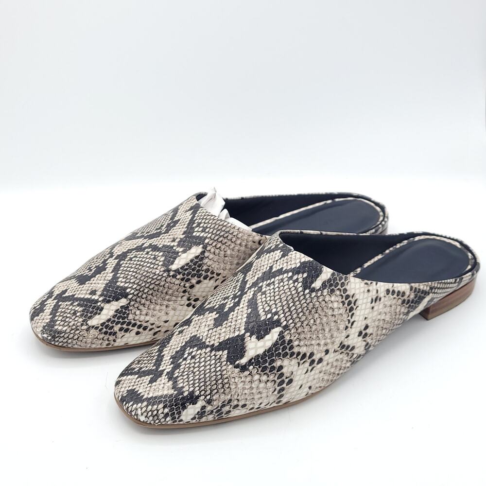 Aerosoles Mya Mules Flats Slip On Gray Snake Print Leather women's Size 9